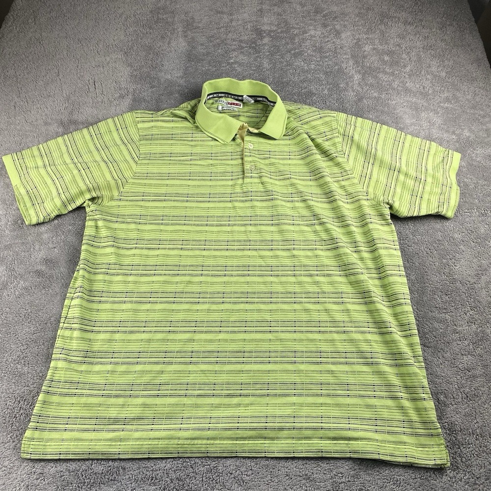 Grand Slam Performance Golf Polo Shirt Mens XXL Green Striped Short Sleeve